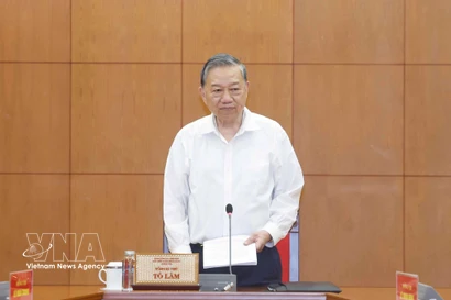 El secretario general del Partido Comunista de Vietnam, To Lam, interviene en la cita (Foto: VNA)