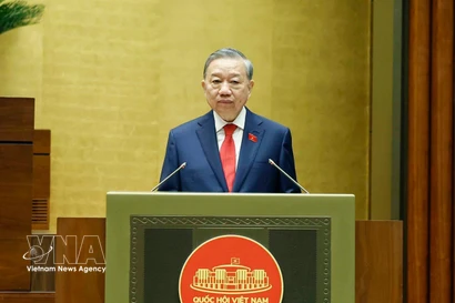 El secretario general del Partido Comunista de Vietnam y presidente de la República, To Lam, interviene en la cita (Foto: VNA)
