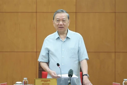 El secretario general del Partido Comunista de Vietnam, To Lam, habla en el evento (Foto: VNA)