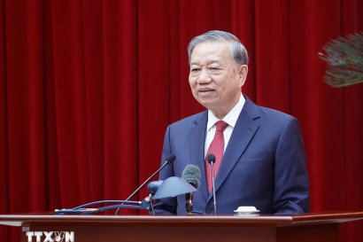 El secretario general del Partido Comunista de Vietnam, To Lam, habla en el evento (Foto: VNA)