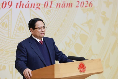 El primer ministro de Vietnam, Pham Minh Chinh, habla en la cita (Foto: VNA)