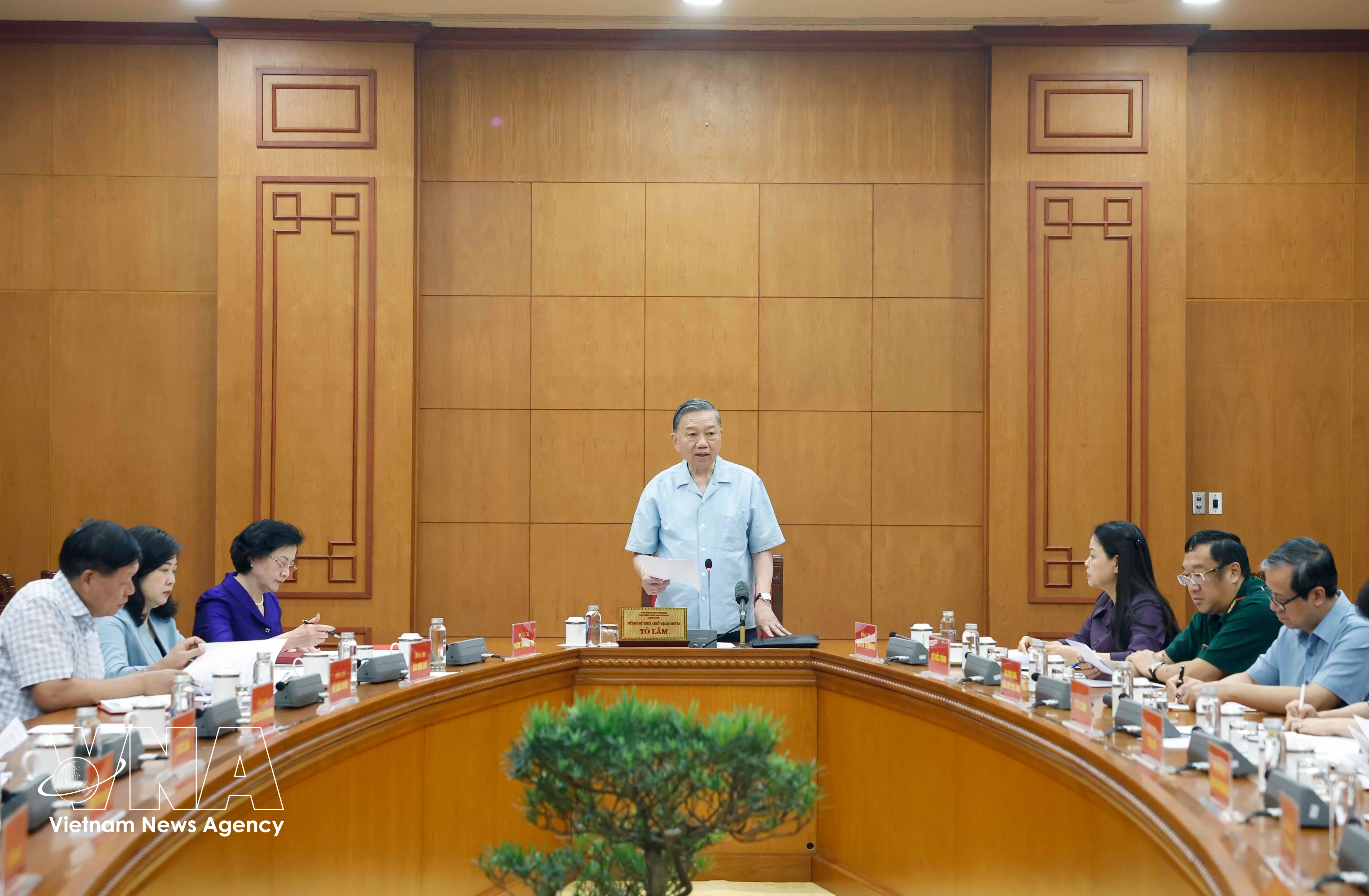 El secretario general del Partido Comunista de Vietnam y presidente de la República, To Lam, habla en la cita (Fuente: VNA)