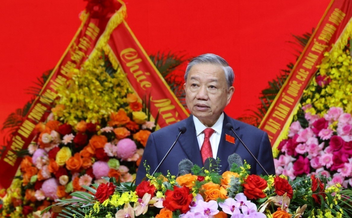 El secretario general del Partido Comunista de Vietnam, To Lam, interviene en la cita (Foto: VNA)