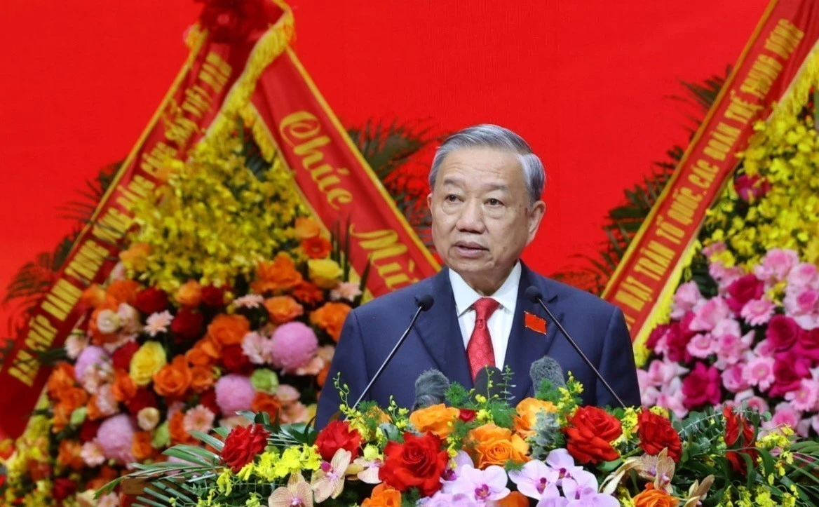 El secretario general del Partido Comunista de Vietnam, To Lam, interviene en la cita (Foto: VNA)