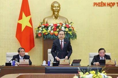 El presidente de la Asamblea Nacional de Vietnam, Tran Thanh Man, habla en el evento (Fuente: VNA)