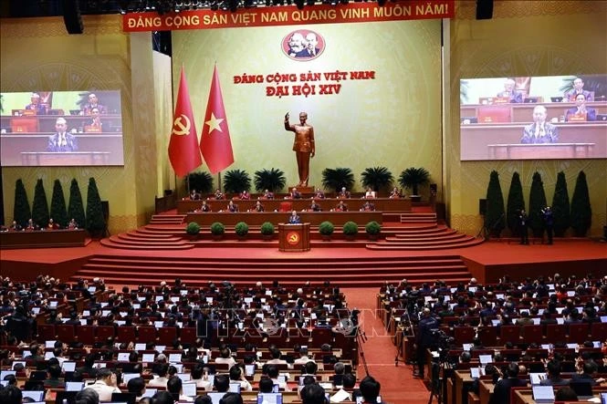 Panorama de la inauguración del XIV Congreso Nacional del Partido Comunista de Vietnam. (Fuente: VNA)
