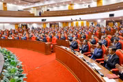 Los delegados participan en el segundo Pleno del Comité Central del Partido Comunista de Vietnam del XIV mandato. (Foto: VNA)