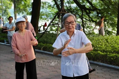 Personas mayores practican Tai Chi en Hanoi (Foto: VNA)
