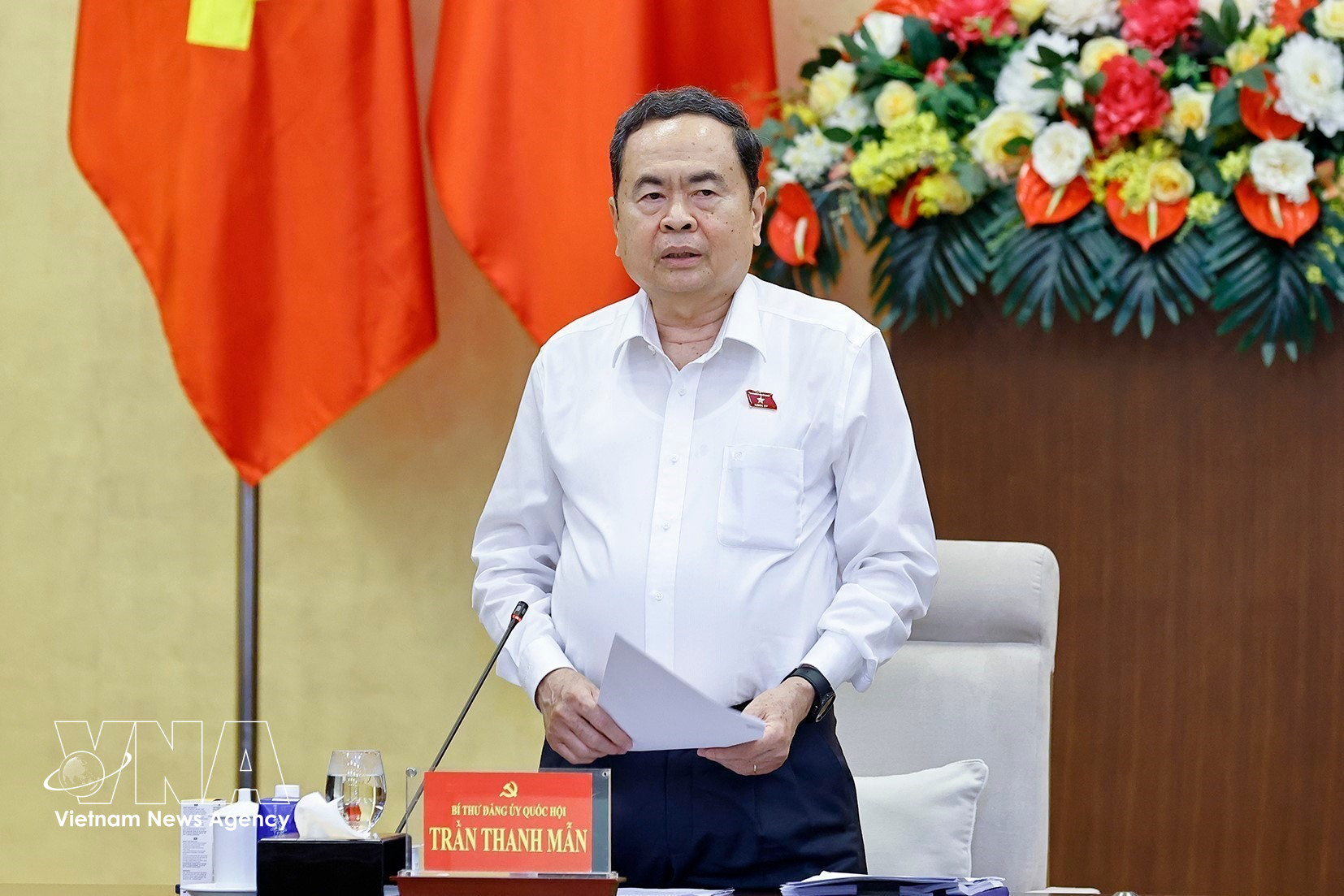 El presidente de la Asamblea Nacional (Parlamento) de Vietnam, Tran Thanh Man, en el evento. (Fuente: VNA)