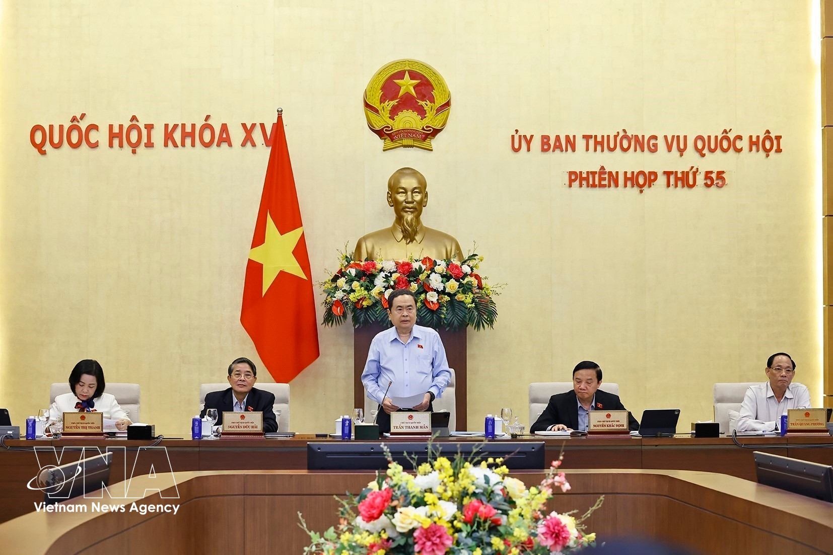 El presidente de la Asamblea Nacional de Vietnam, Tran Thanh Man, en la 55.ª reunión del Comité Permanente de la Asamblea Nacional. (Foto: VNA)