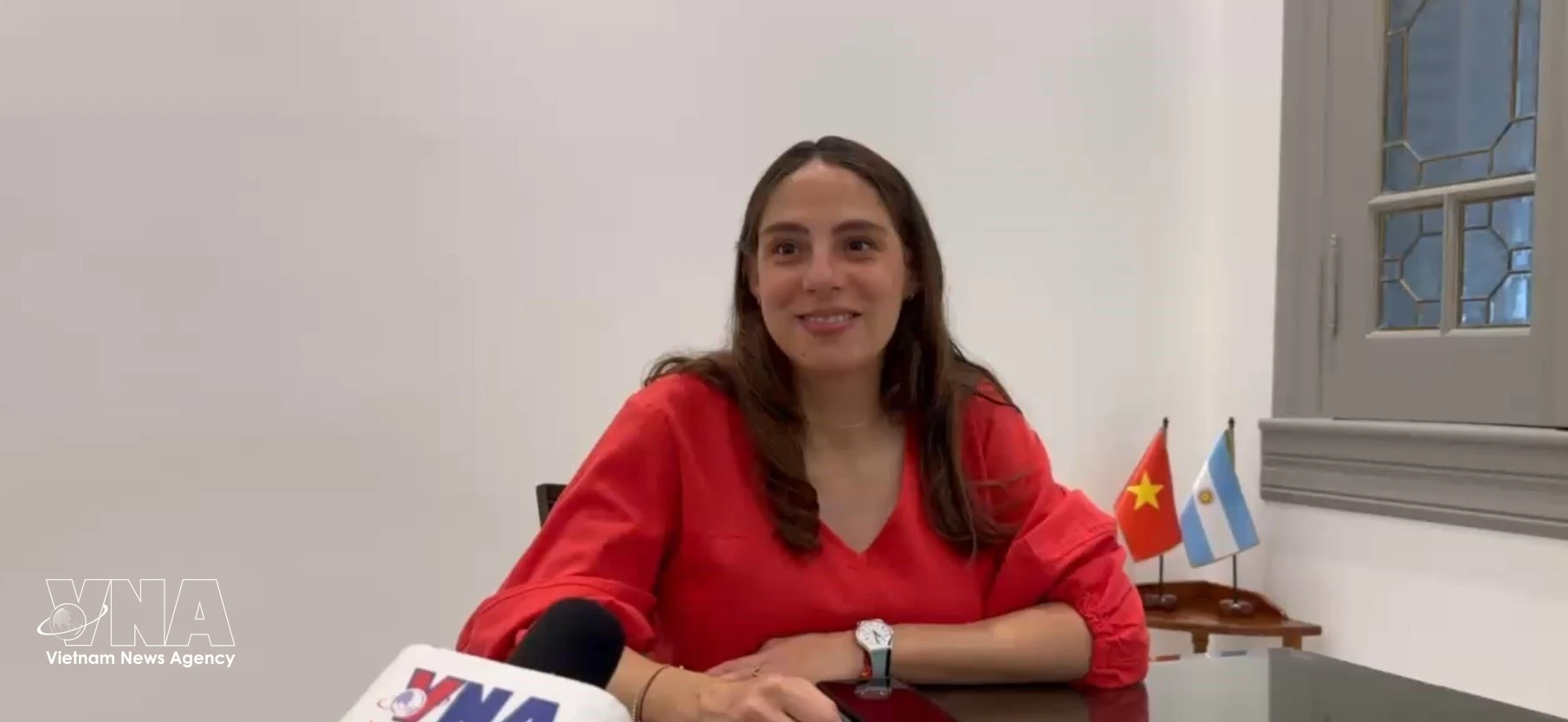 La doctora argentina Nadia Radulovich, especialista en Relaciones Internacionales, en una entrevista con la VNA (Foto: VNA)