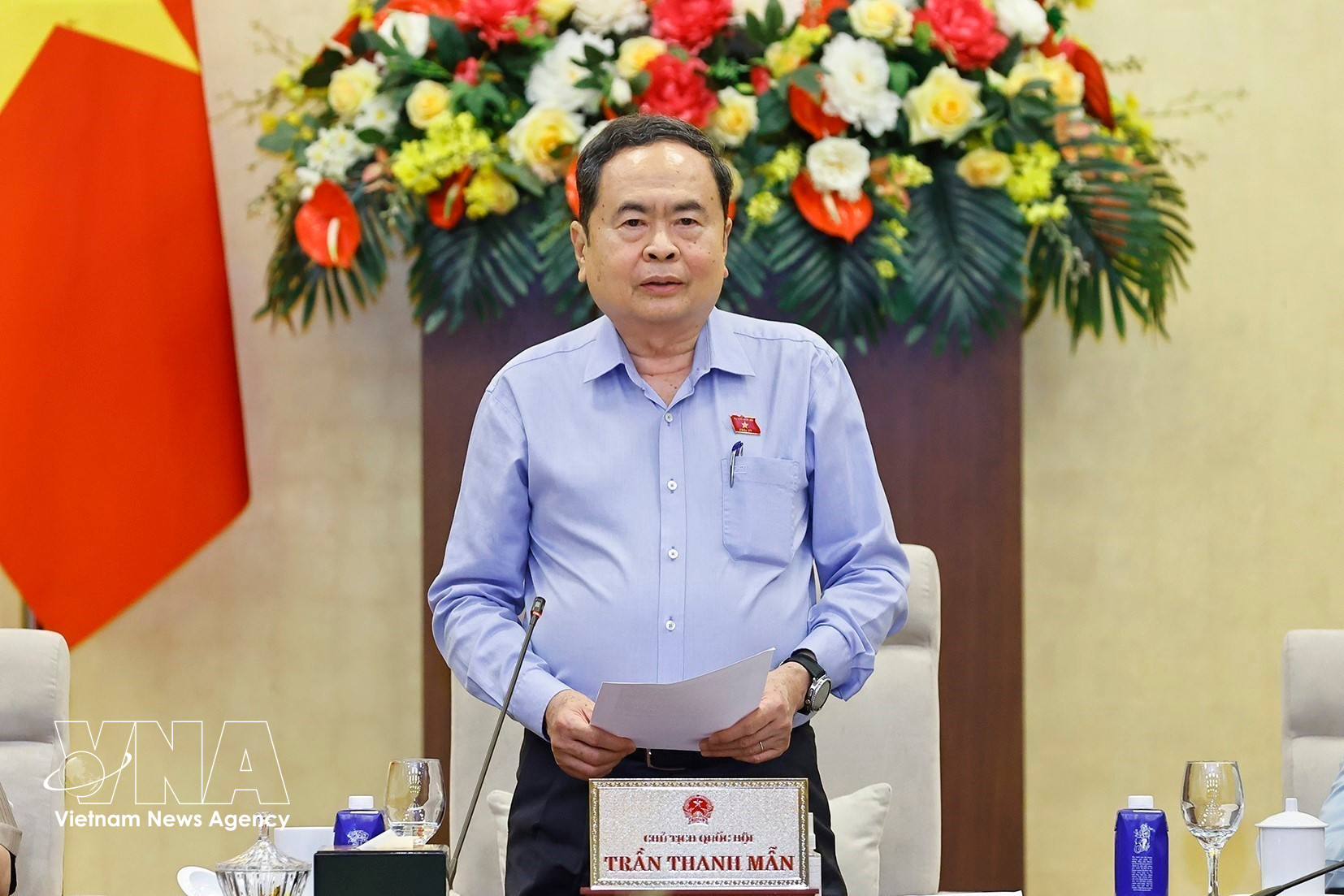 El presidente de la Asamblea Nacional, Tran Thanh Man, en la reunión. (Foto: VNA)