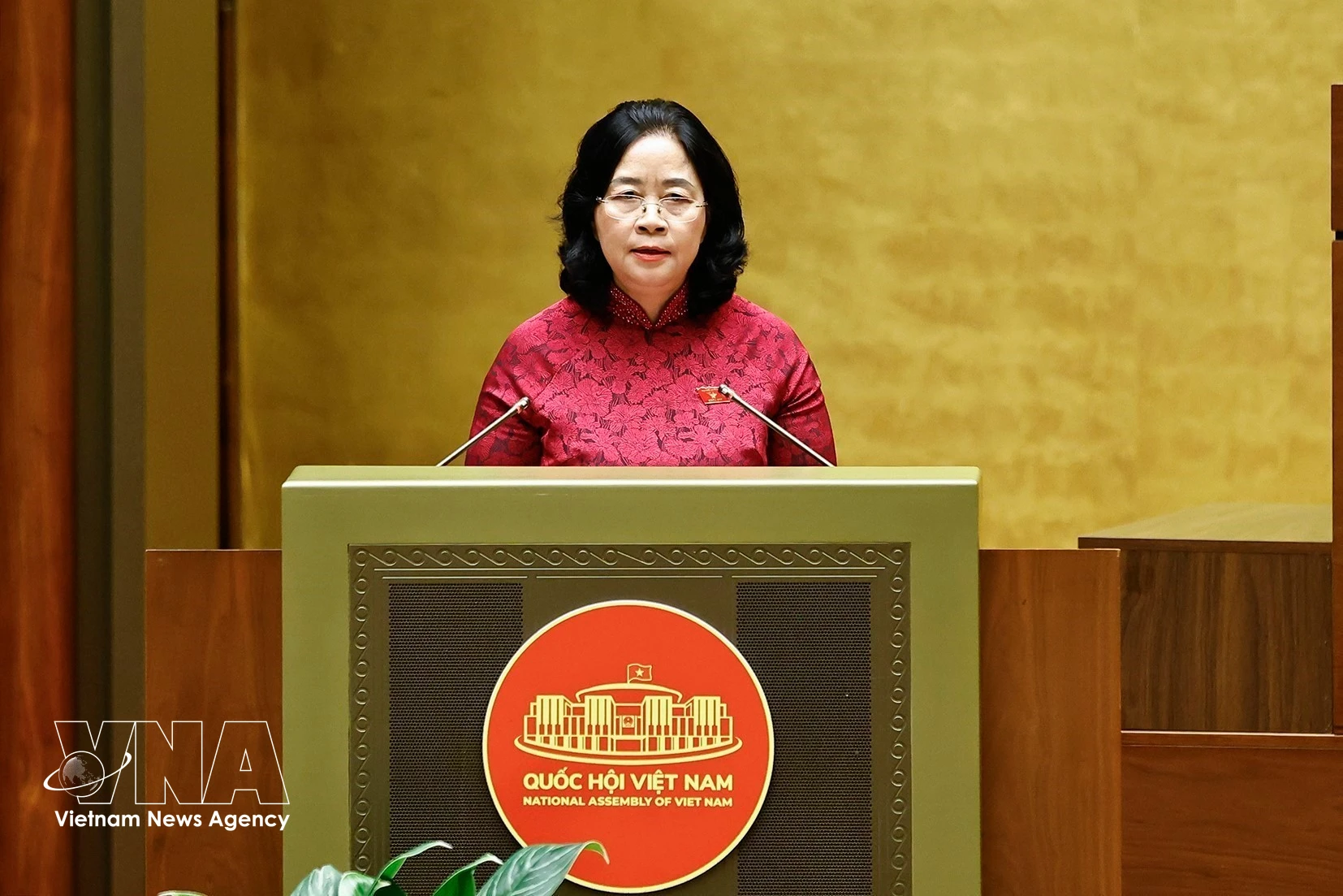 La presidenta del Frente de la Patria de Vietnam, Bui Thi Minh Hoai. (Foto: VNA)