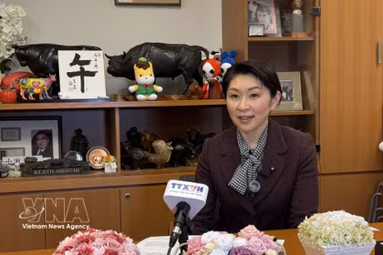 Obuchi Yuko, presidenta de la Alianza Parlamentaria de Amistad Japón-Vietnam, en la entrevista. (Fuente: VNA)