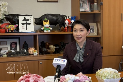 Obuchi Yuko, presidenta de la Alianza Parlamentaria de Amistad Japón-Vietnam, en la entrevista. (Fuente: VNA)