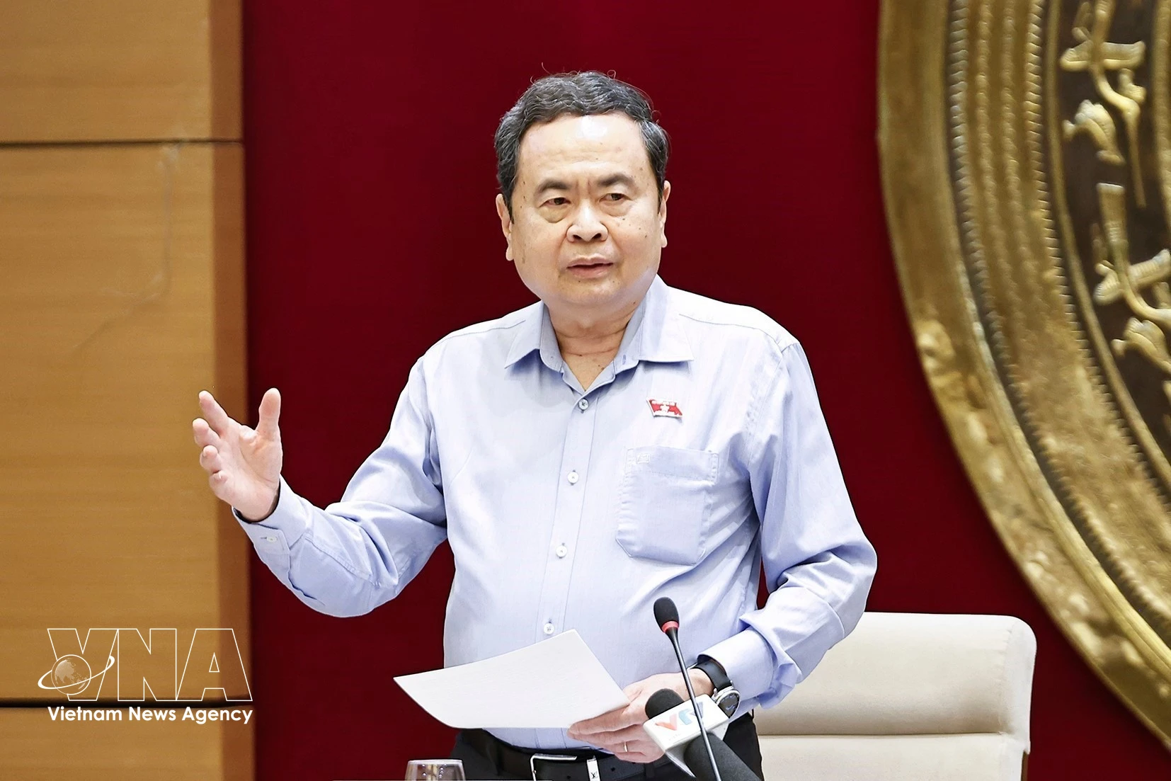El presidente de la Asamblea Nacional de Vietnam, Tran Thanh Man, habla en el evento. (Fuente: VNA)