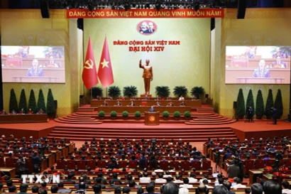 En la sesión de clausura del XIV Congreso Nacional (Fuente: VNA)