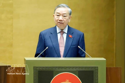 El secretario general del Partido Comunista de Vietnam, To Lam, interviene en la cita. (Foto: VNA)