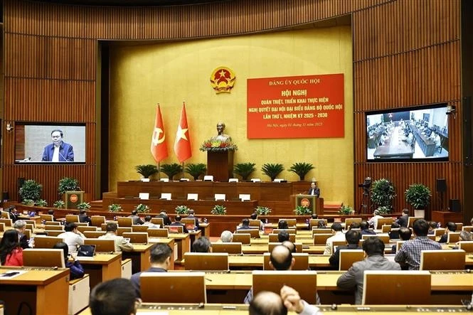 El presidente de la Asamblea Nacional, Tran Thanh Man, interviene en la cita (Foto: VNA)