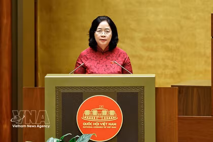 La presidenta del Frente de la Patria de Vietnam, Bui Thi Minh Hoai. (Foto: VNA)
