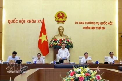 El presidente de la Asamblea Nacional de Vietnam, Tran Thanh Man, en la 56.ª reunión del Comité Permanente del Parlamento. (Foto: VNA)