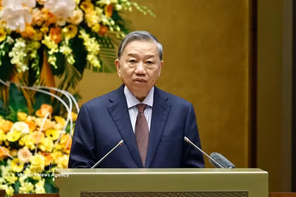 El secretario general del Partido Comunista de Vietnam, To Lam, habla en la cita (Foto: VNA)