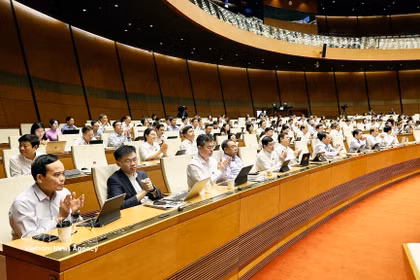 Los diputados votan para aprobar leyes y resoluciones. Foto: VNA