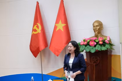 La vicepresidenta de Vietnam, Vo Thi Anh Xuan, habla en la cita (Fuente: VNA)