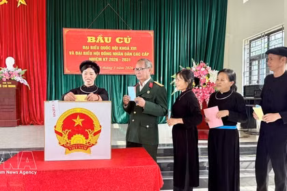 Los votantes vietnamitas emiten sus votos (Foto: VNA)