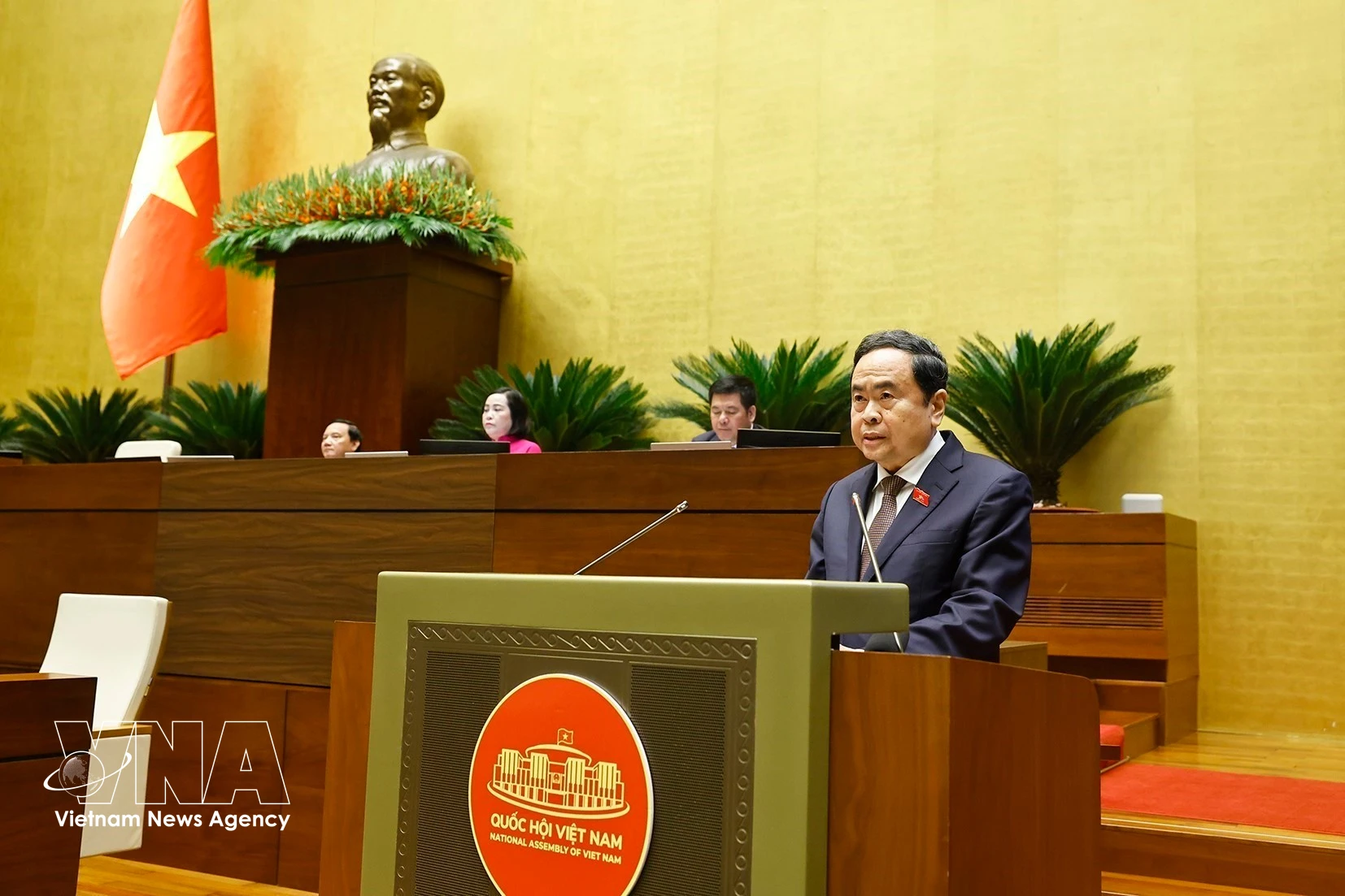 El presidente de la Asamblea Nacional, Tran Thanh Man, habla en el evento. 