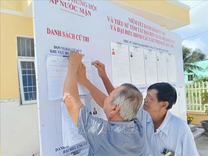 Los electores estudian la lista de candidatos. Foto: VNA