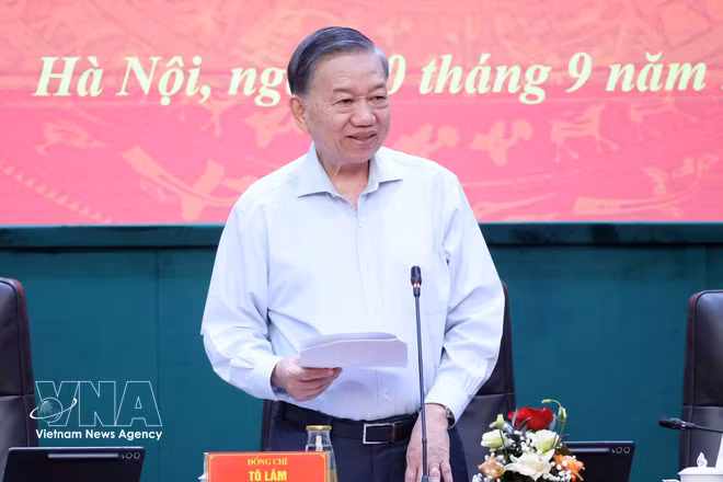 El secretario general del Partido y presidente de Vietnam, To Lam, habla en la cita (Fuente: VNA)