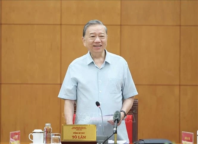 El secretario general del Partido Comunista de Vietnam, To Lam, habla en el evento (Foto: VNA)