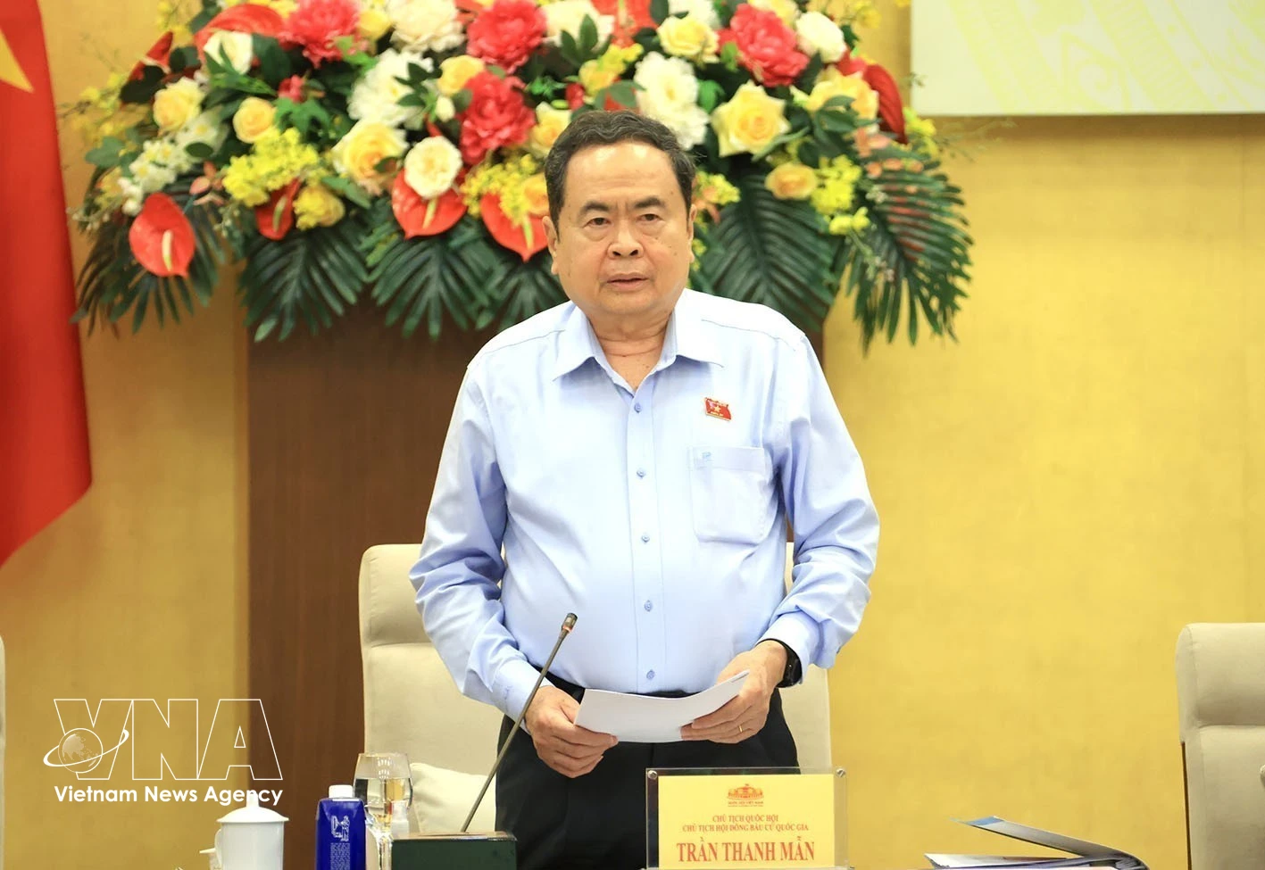 El presidente de la Asamblea Nacional, Tran Thanh Man, habla en la cita (Fuente: VNA)