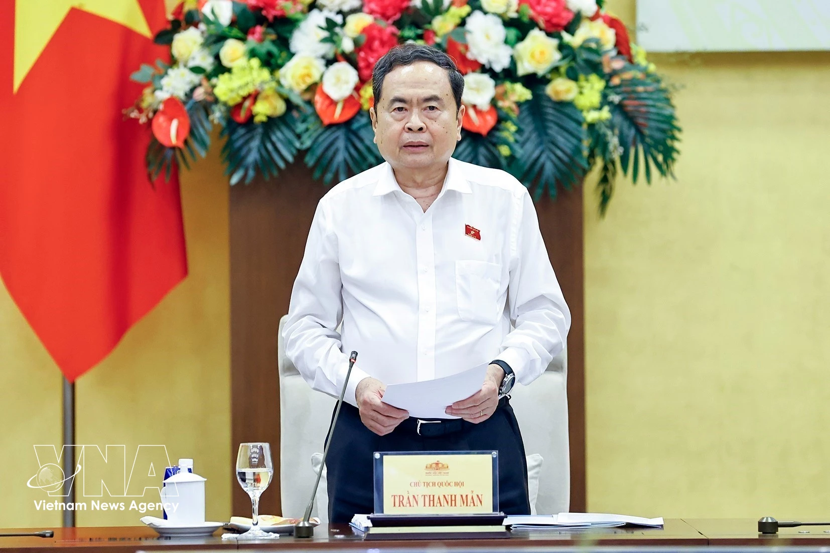 El presidente de la Asamblea Nacional de Vietnam, Tran Thanh Man, interviene en la cita (Foto: VNA)