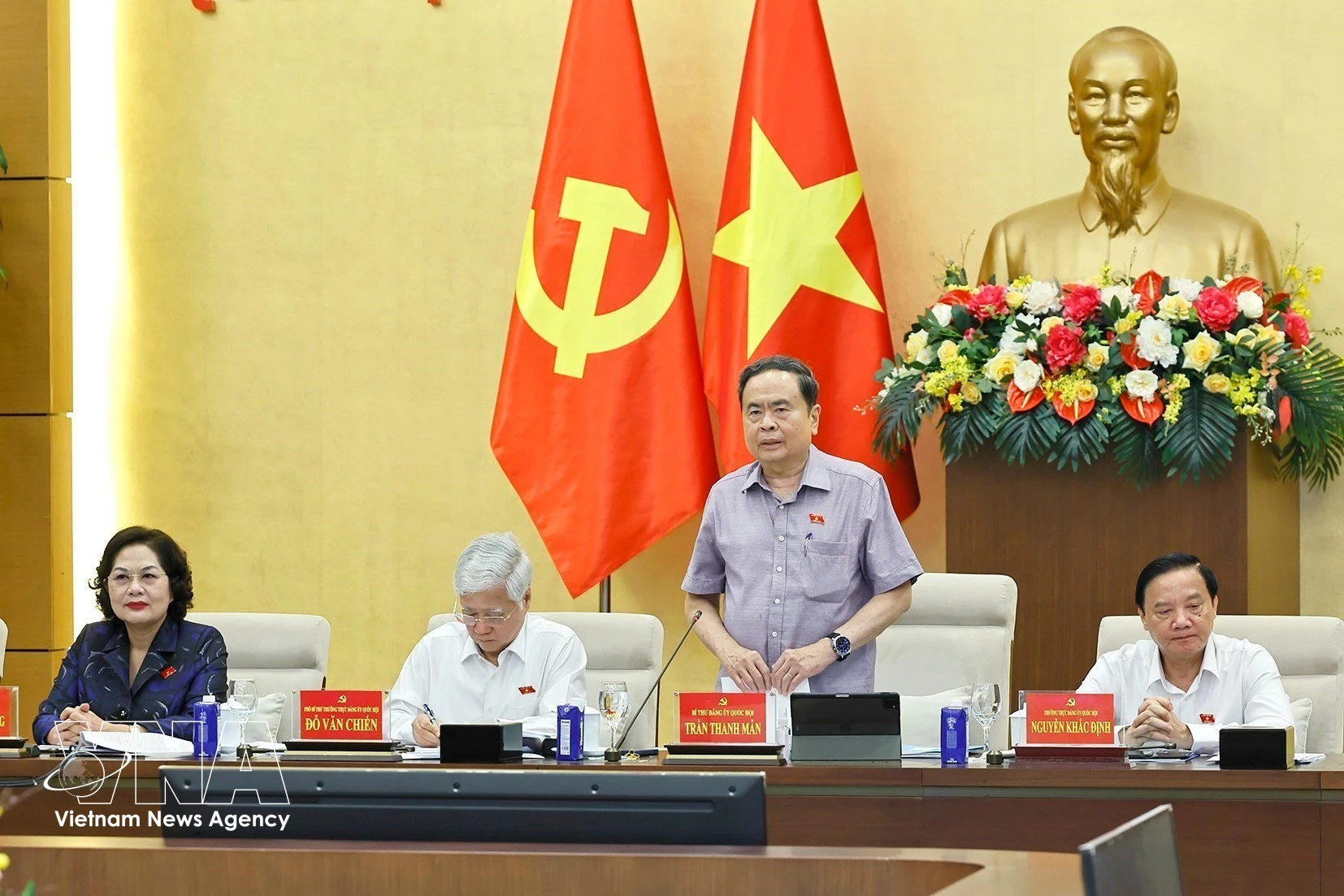 El presidente de la Asamblea Nacional (Parlamento) de Vietnam, Tran Thanh Man, habla en la cita (Fuente: VNA)