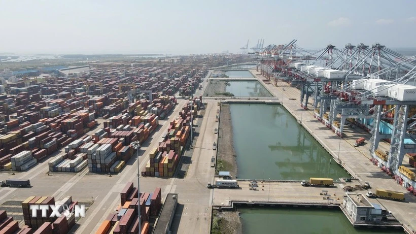 Un puerto marítimo dentro del sistema portuario de Cai Mep-Thi Vai, comuna de Phu My, provincia de Ba Ria-Vung Tau. (Foto: VNA)