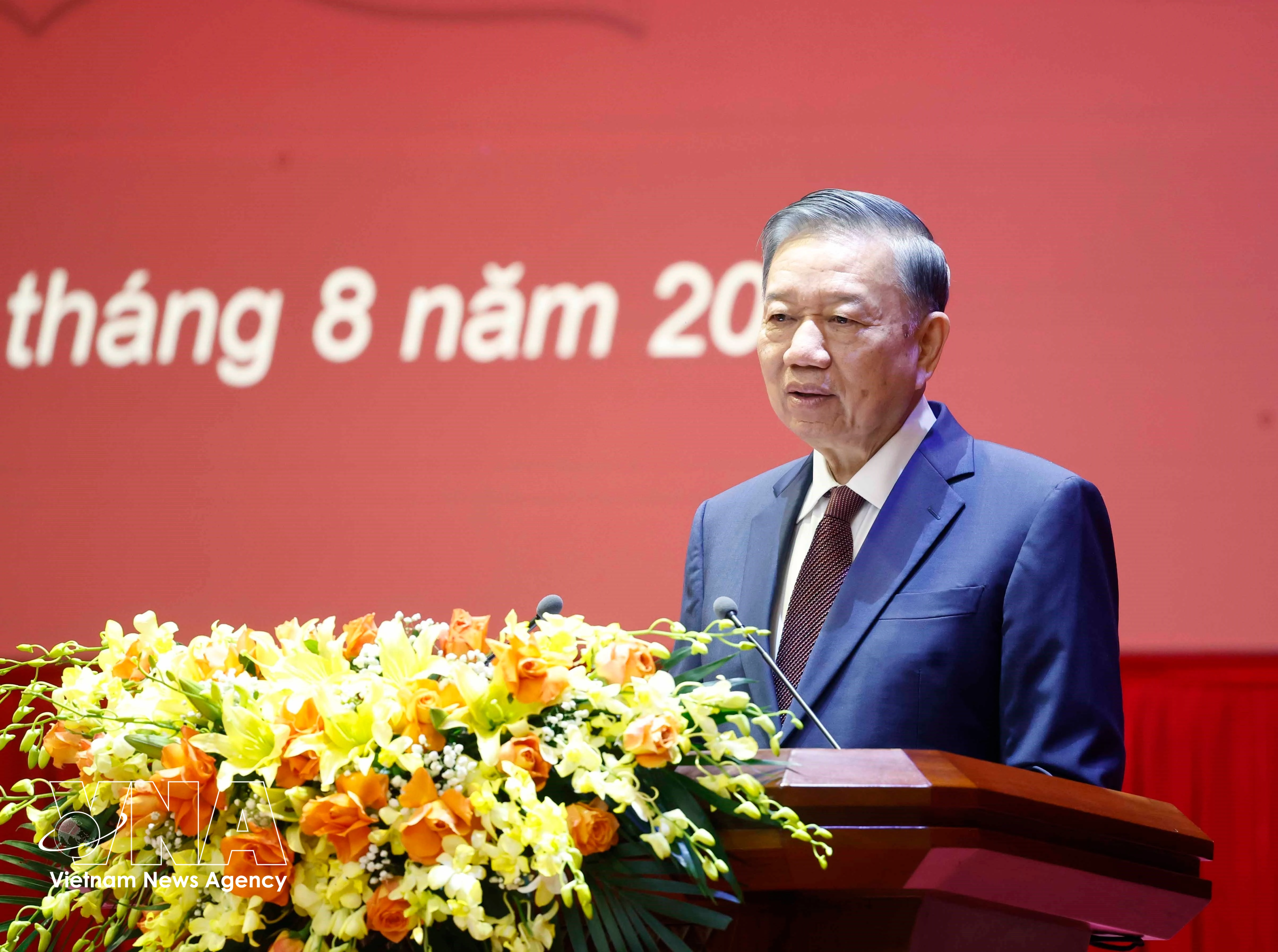 El secretario general del Partido Comunista de Vietnam y presidente de la República, To Lam, interviene en la cita. (Foto: VNA)