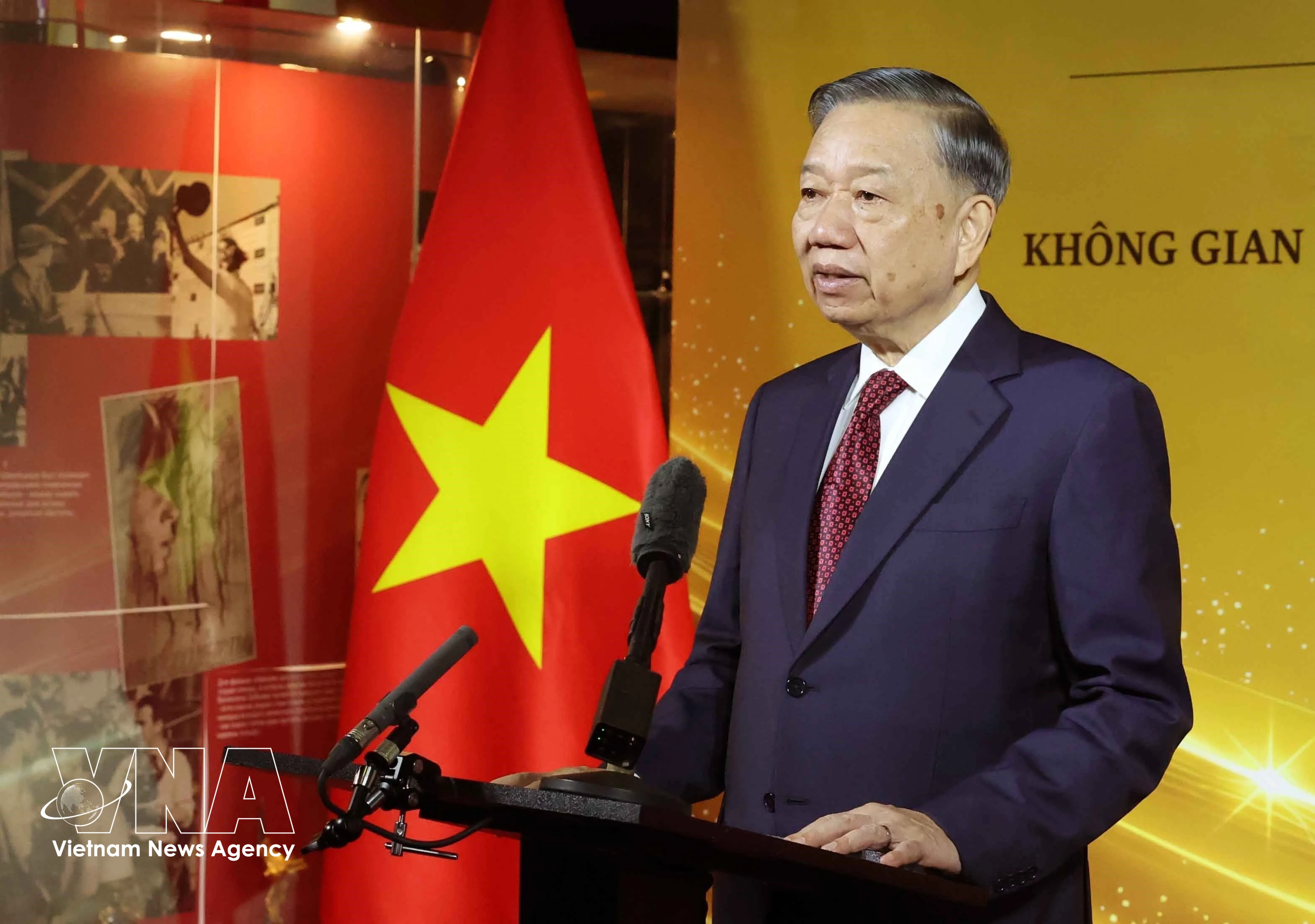 El secretario general del Partido Comunista de Vietnam y presidente de la República, To Lam, interviene en la cita. (Foto: VNA)