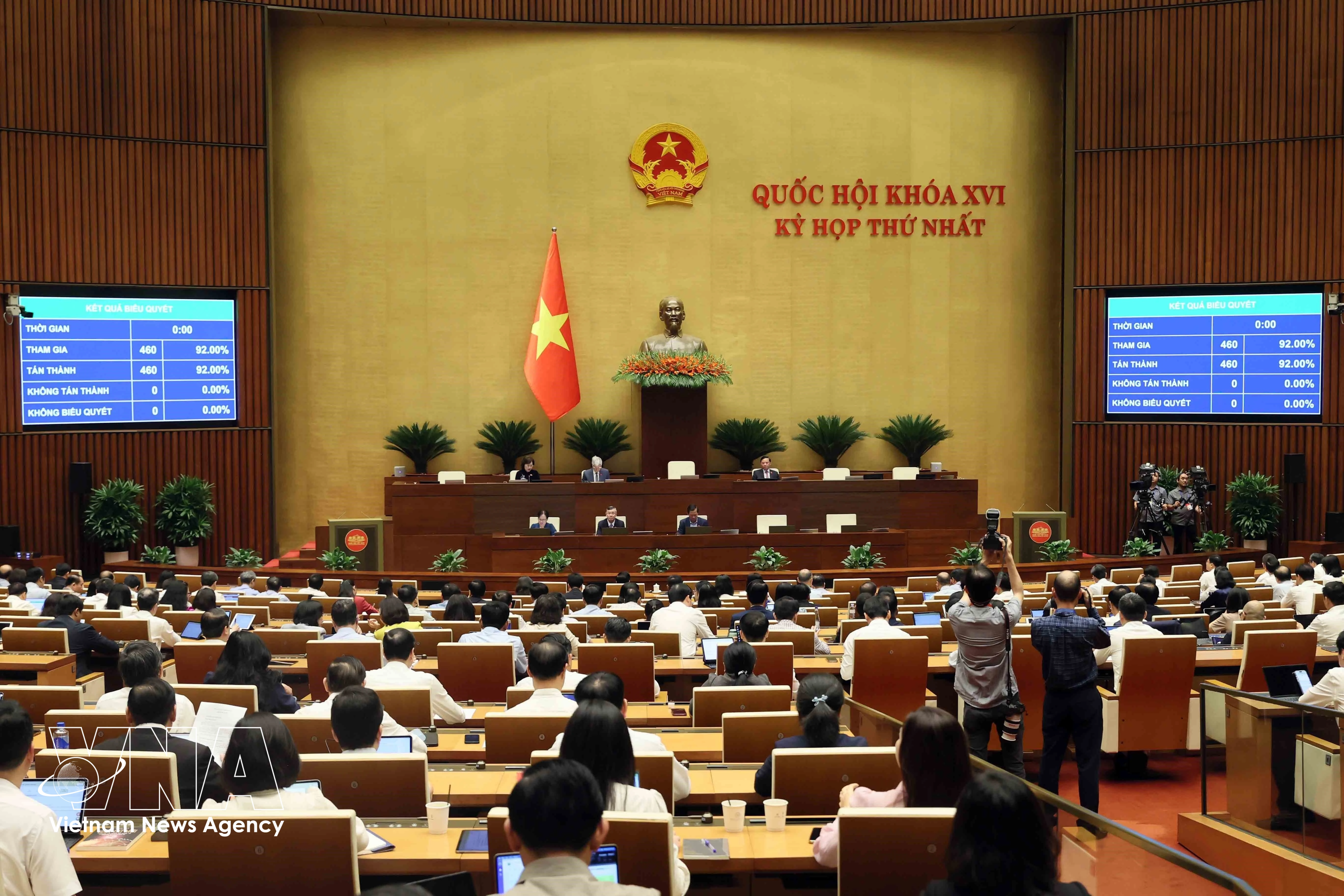 Una reunión del primer periodo de sesiones de la Asamblea Nacional de la XVI Legislatura (Foto: VNA)