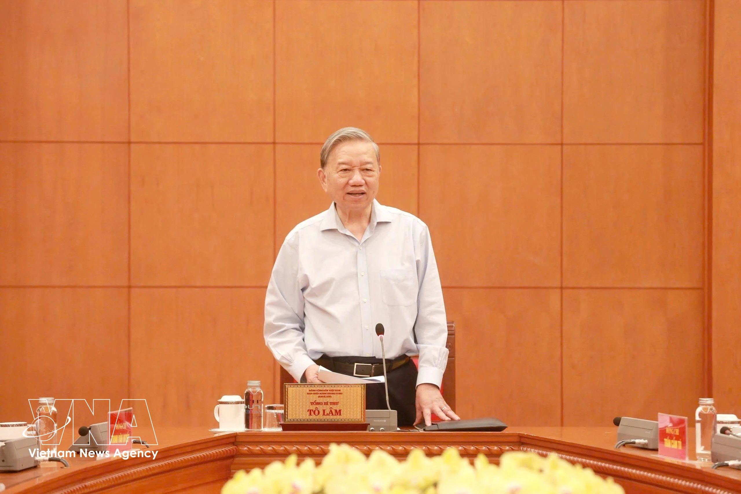 El secretario general del Partido Comunista de Vietnam, To Lam, habla en el evento. (Fuente: VNA)