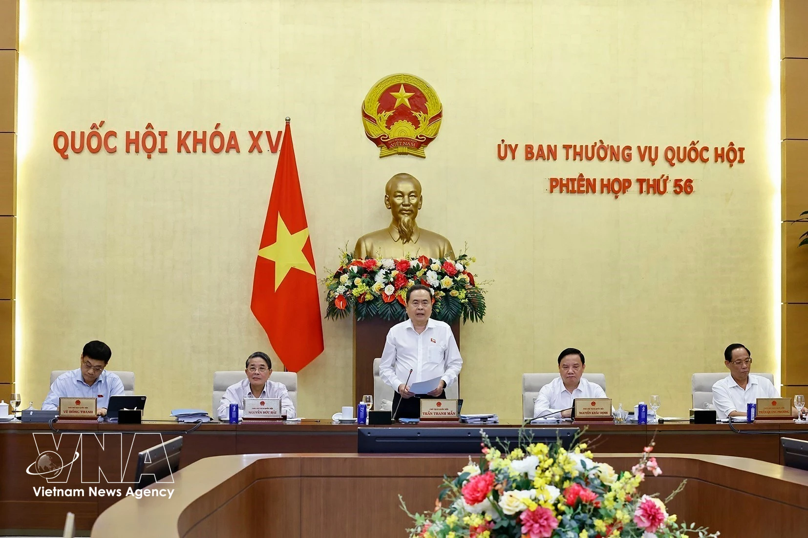 El presidente de la Asamblea Nacional de Vietnam, Tran Thanh Man, en la 56.ª reunión del Comité Permanente del Parlamento. (Foto: VNA)