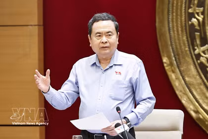 El presidente de la Asamblea Nacional de Vietnam, Tran Thanh Man, habla en el evento. (Fuente: VNA)