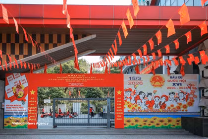 Escuela Secundaria Chu Van An, uno de los colegios electorales en el Barrio de Tay Ho, Hanoi. (Fuente: VNA)