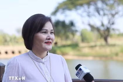 Pham Thi Minh Huong, vicepresidenta de la Asociación de Empresarios Vietnamitas en Laos. (Fuente: VNA)