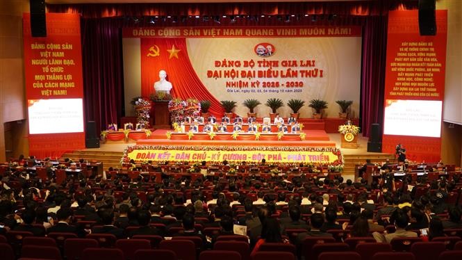 La primera Asamblea del Comité del Partido de la provincia de Gia Lai, correspondiente al mandato 2025–2030 (Foto: VNA)