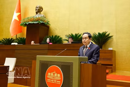 El presidente de la Asamblea Nacional, Tran Thanh Man, habla en el evento. 