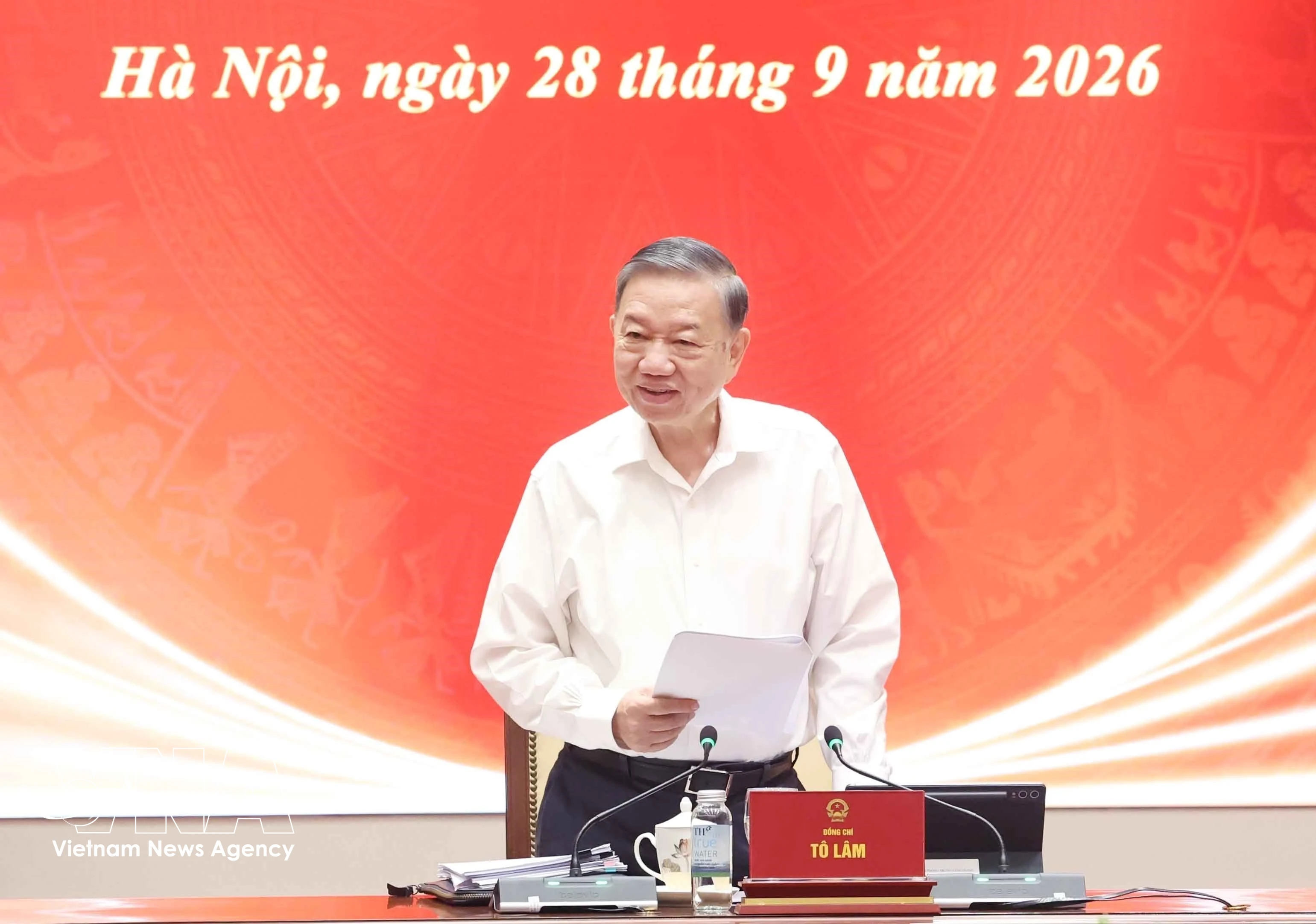 El secretario general del Partido Comunista y presidente de Vietnam, To Lam, habla en el evento. (Fuente: VNA)