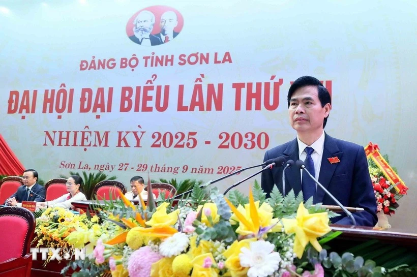 Le Quoc Khanh, secretario del Comité del Partido de la provincia deSon La, habla en el evento. (Fuente: VNA)