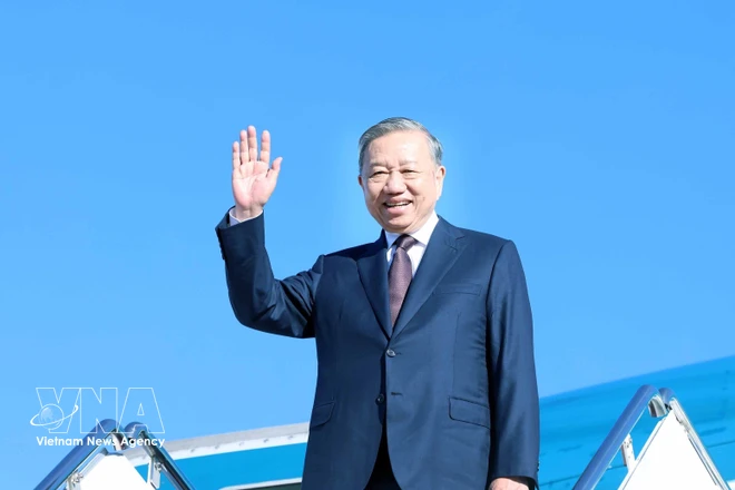 El secretario general del PCV, To Lam, concluye su participación en la reunión inaugural de la Junta de Paz sobre Gaza en Estados Unidos. Foto: VNA
